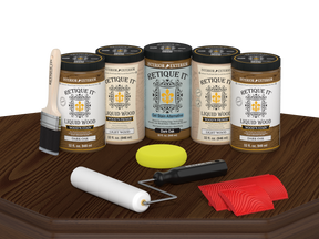 Dark oak Wood'n Cabinet Kit with 24 grained doors from Retique It®, featuring stained wood finish for cabinet transformation.
