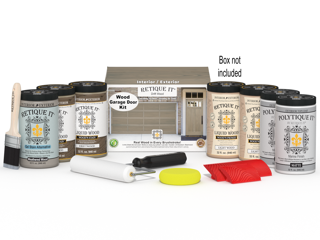 Wood'n Door Kit (Front & Garage Door) - Drift Wood — Matte kit contents with door box