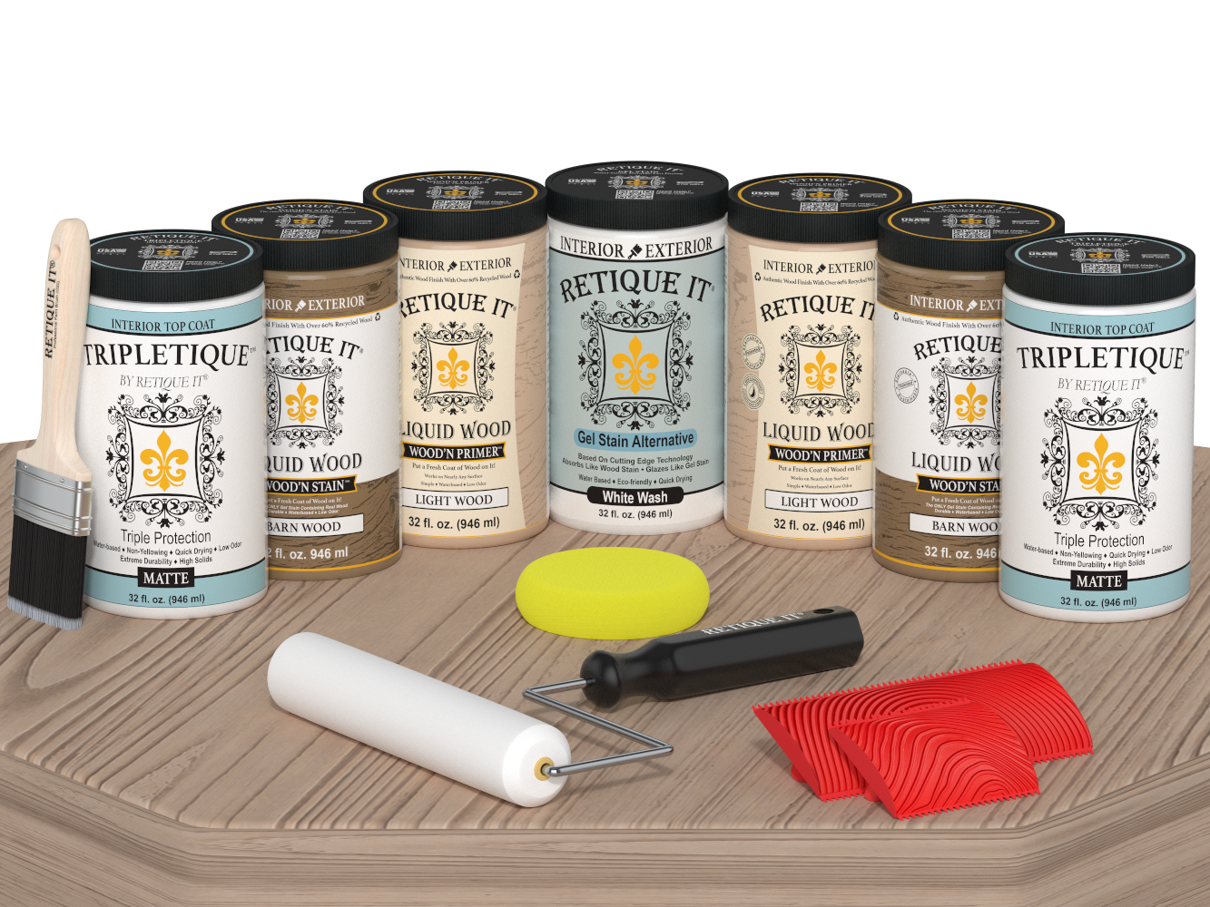 Retique It Wood'n Cabinet Kit French Oak stain with grained finish on cabinet door, matte French oak wood grain appearance