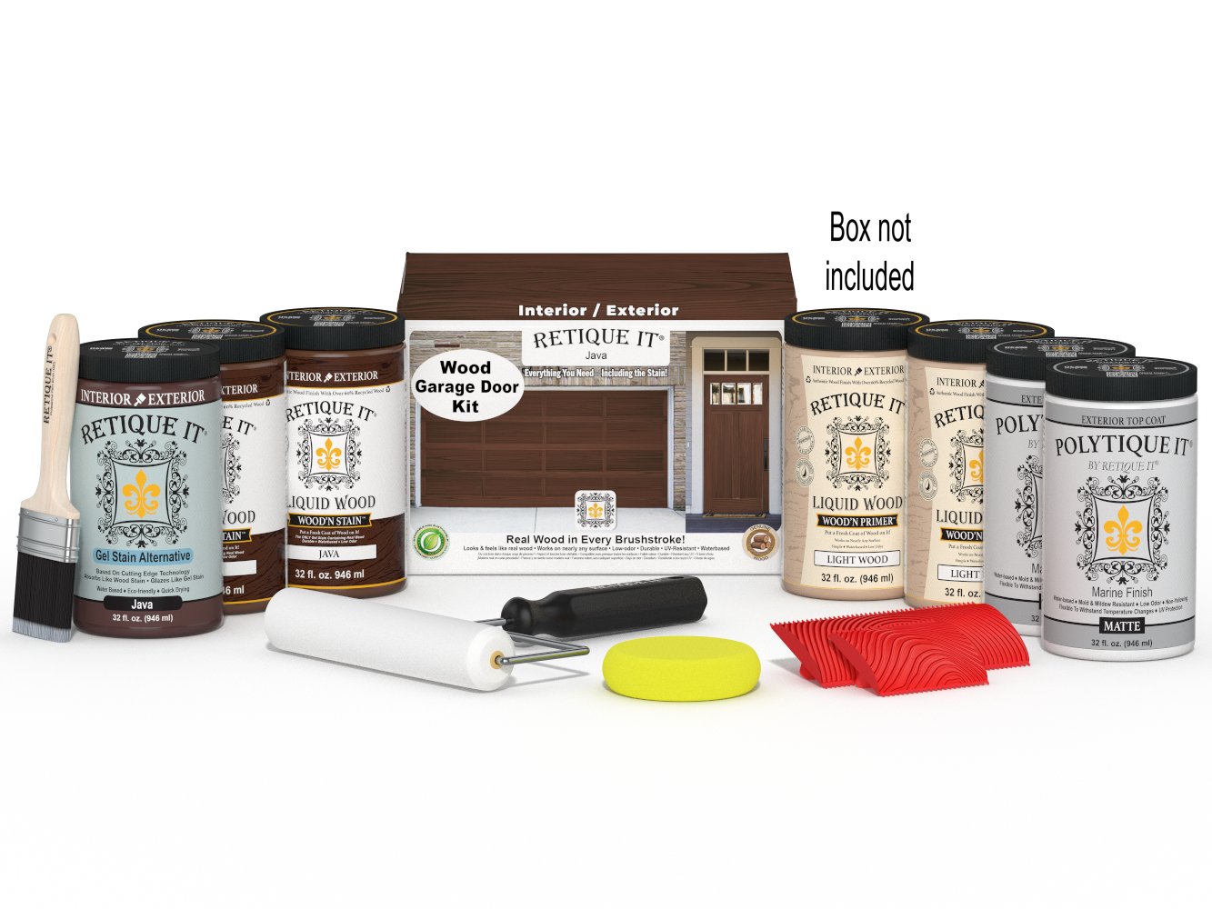 Wood'n Door Kit (Front & Garage Door) - Java — Matte kit contents with door box