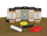 Retique It® Wood'n Cabinet Kit in Old Oak stain with 24 grained cabinet doors on table display.
