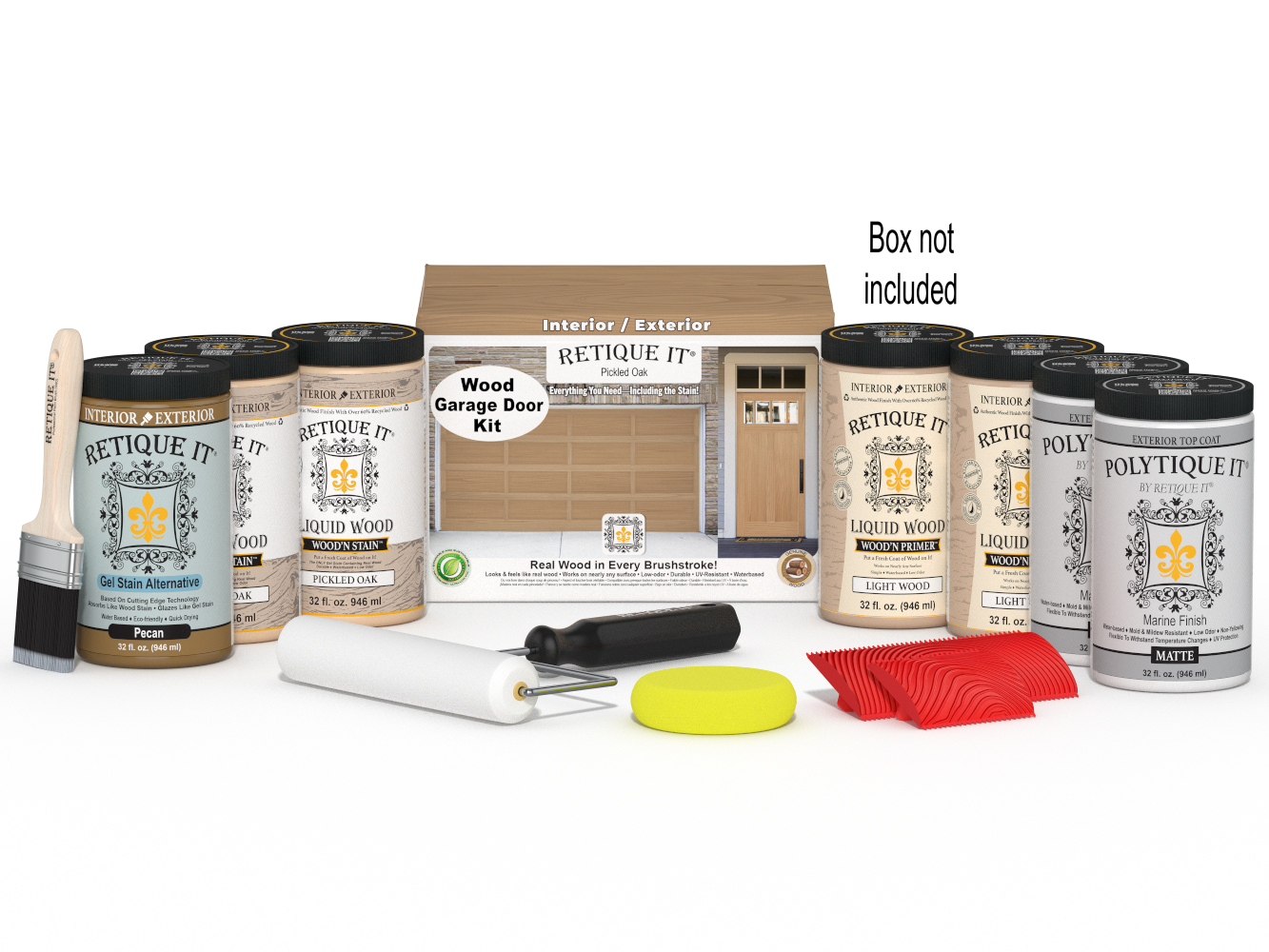 Wood'n Door Kit (Front & Garage Door) - Pickled Oak — Matte kit contents with door box