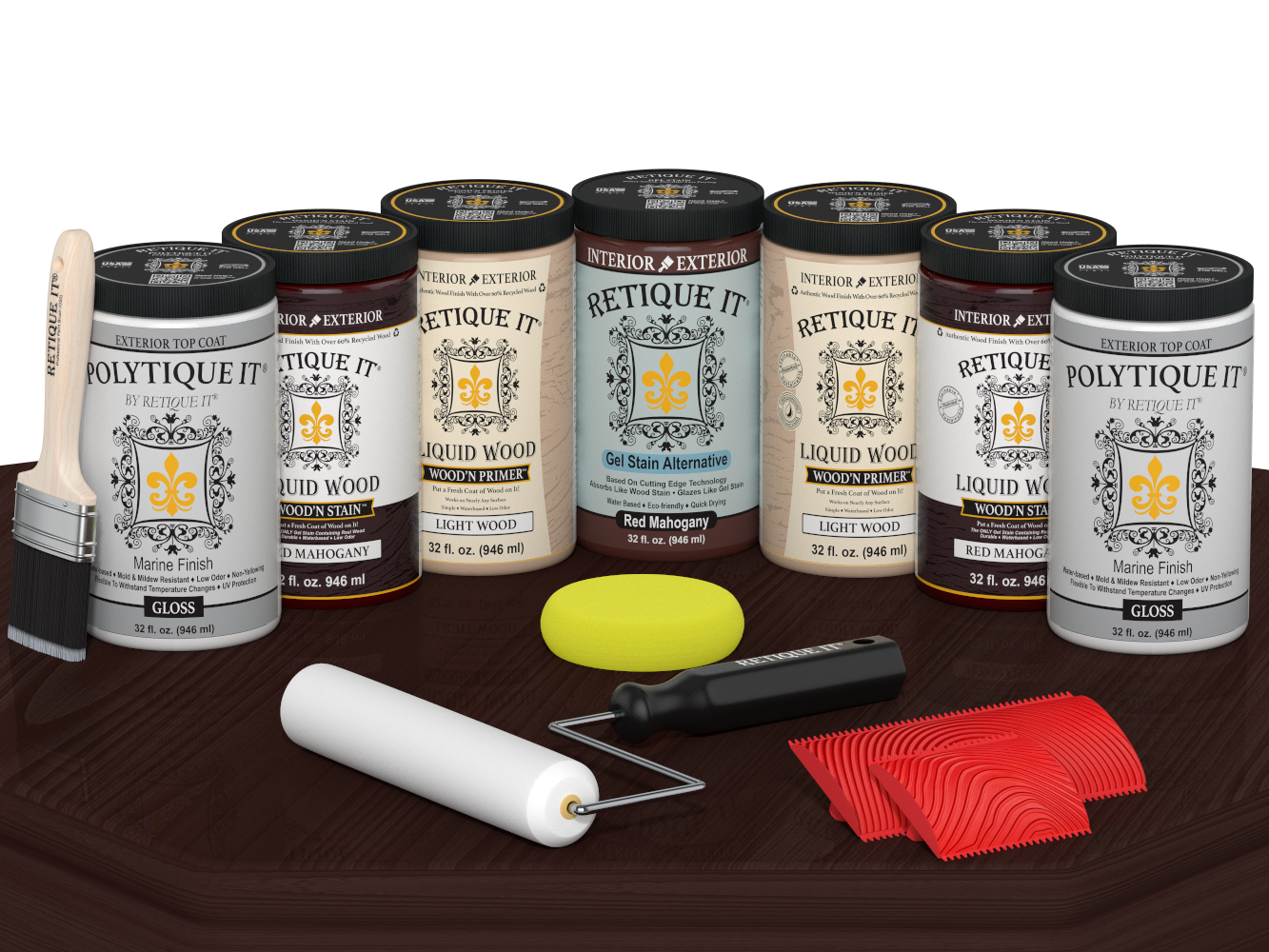 Wood'n Door Kit (Front & Garage Door) - Red Mahogany — Gloss kit contents