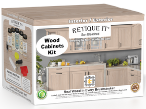 Retique It® Wood'n Cabinet Kit with 24 grained sun-bleached doors, showcasing natural wood finish and textured grain details.