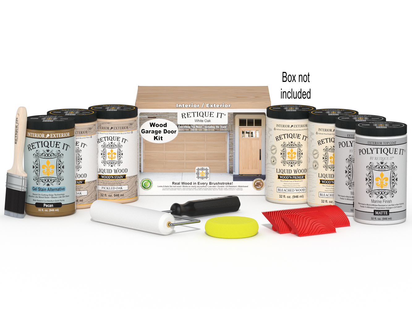 Wood'n Door Kit (Front & Garage Door) - White Oak — Matte kit contents with door box