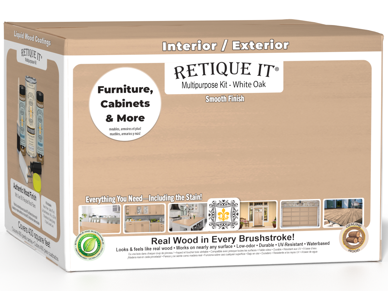 Retique It® White Oak Multi-purpose Smooth Finish Kit (4x Large) with wood finish tools and supplies for wood finishing projects.