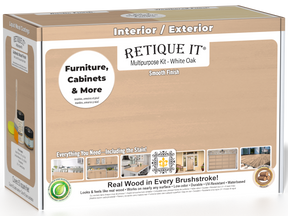 Retique It® Wood'n Finish Kit in White Oak for interior top coat with a smooth matte finish, designed for multi-purpose wood projects.