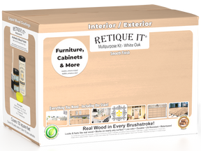 Retique It® White Oak Multi-purpose Smooth Finish Kit for exterior wood with a matte top coat, large size, ideal for wood finishing.