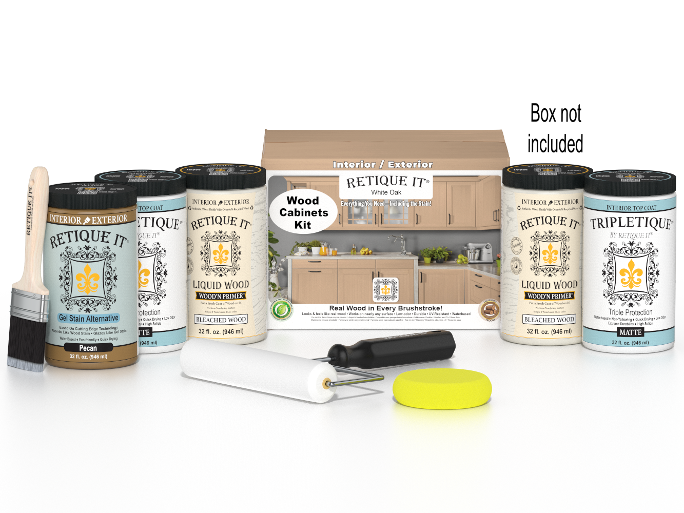 Retique It® Wood'n Cabinet Kit with 24 white oak doors, smooth finish, ideal for staining and cabinet customization.