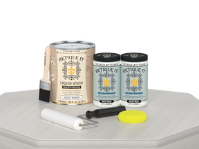Retique It® Wood'n Cabinet Kit with 48 white wash doors, featuring smooth stain finish for kitchen or bathroom cabinetry.