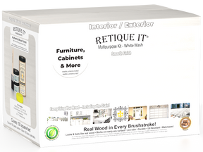 Retique It Wood'n Cabinet Kit with 12 white wash doors, smooth finish, for cabinet staining and refinishing.