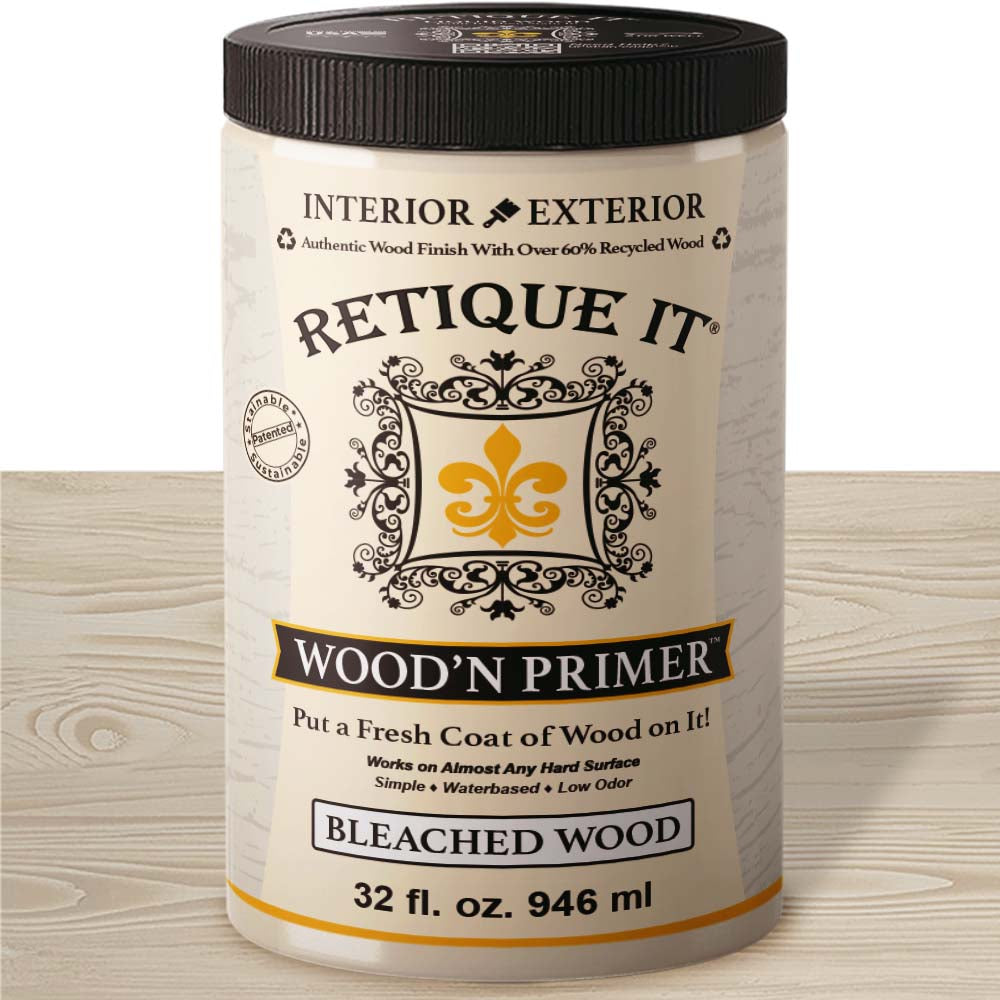 Retique It® Wood-based primer for wood surfaces, shown in a close-up image highlighting its smooth application and even coverage.
