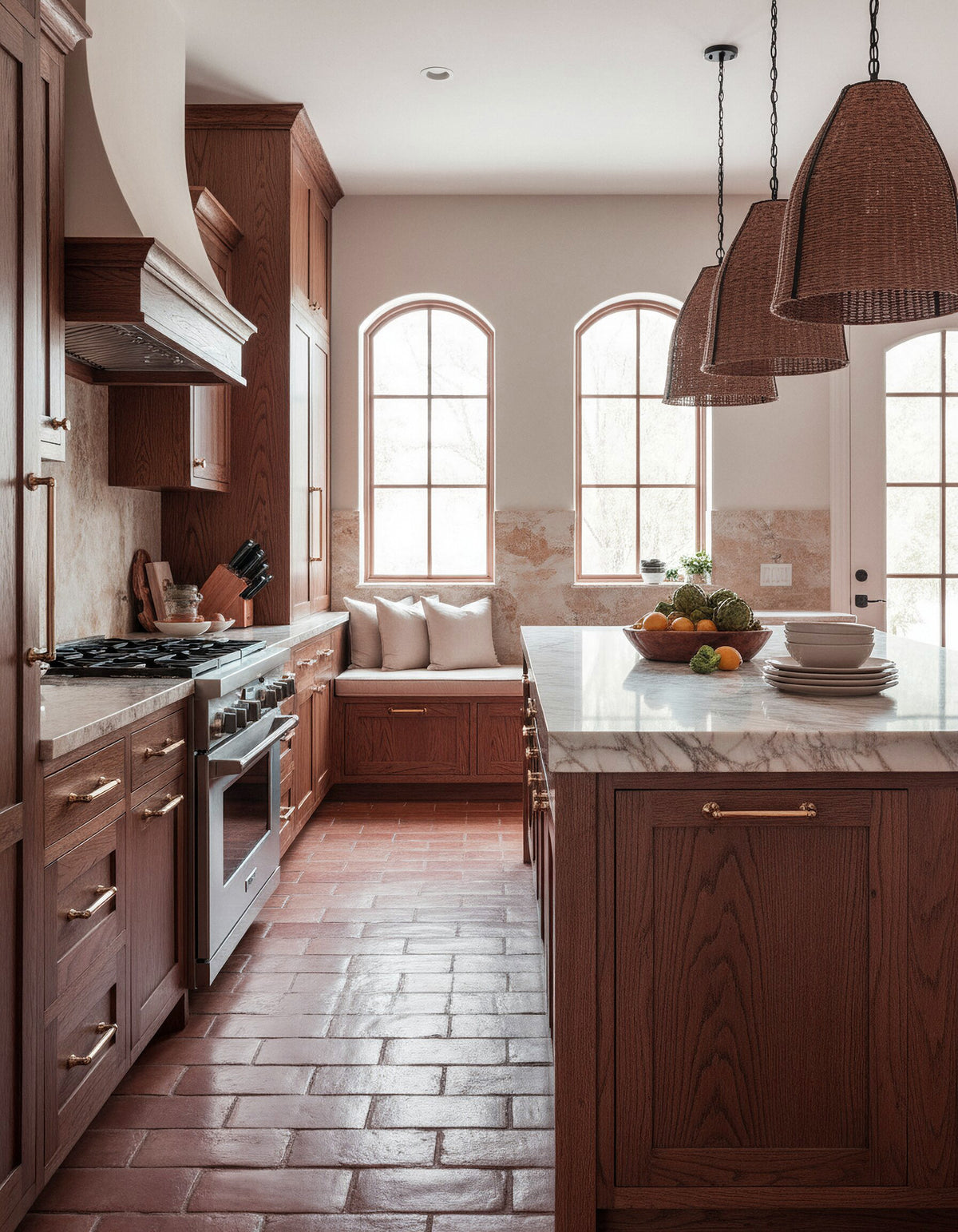 Retique It® Wood'n Finish Kit in Vintage Cherry for interior wood projects, featuring a dark oak rustic kitchen setting.