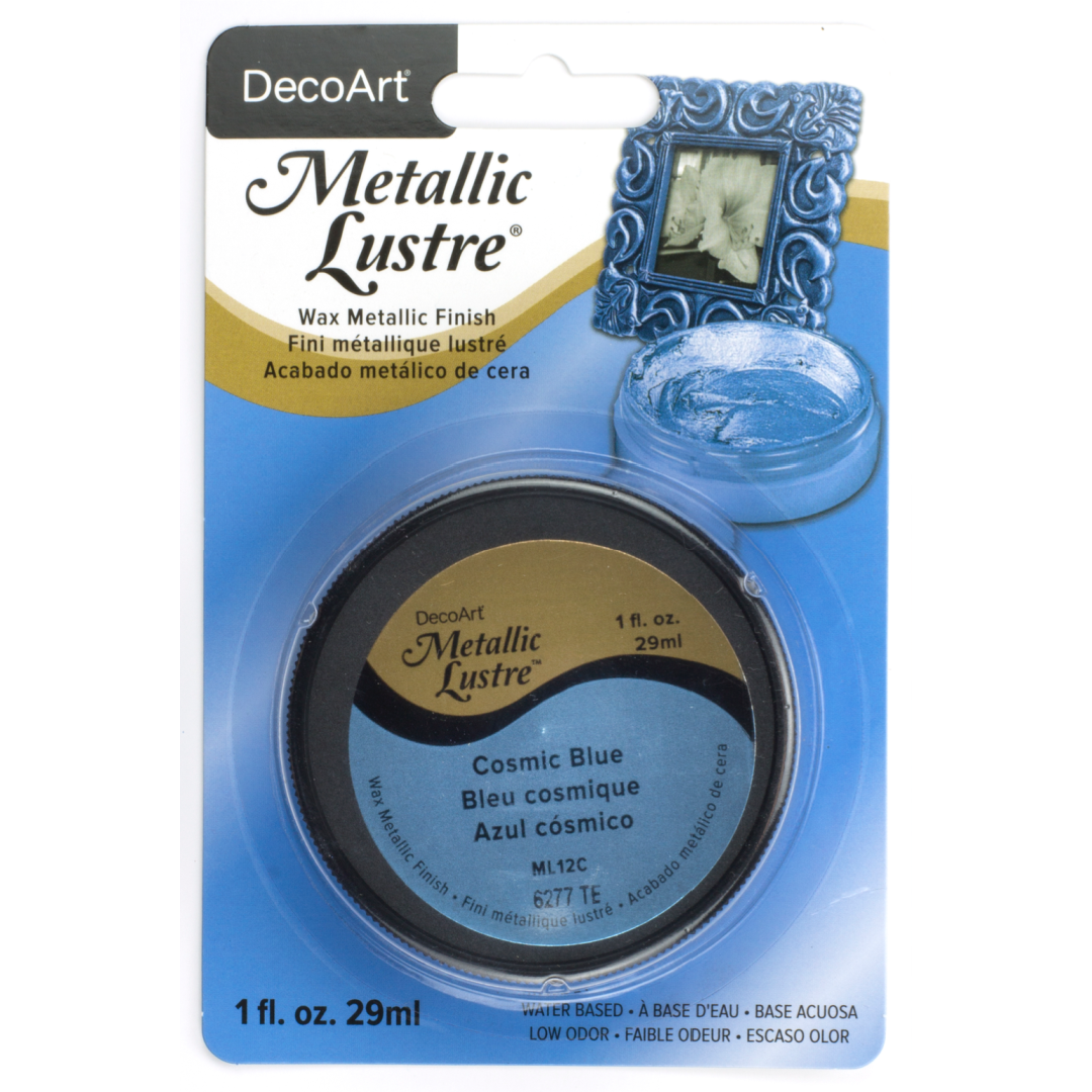 DecoArt Metallic Lustre in Champagne Ice, 1 oz bottle, shiny metallic finish on smooth surface
