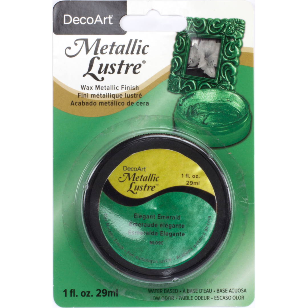 DecoArt Metallic Lustre in Champagne Ice, 1 oz bottle, shiny metallic finish with a smooth, reflective surface.