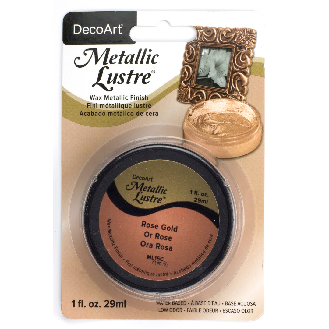 DecoArt Metallic Lustre in Champagne Ice, 1 oz bottle, shiny metallic paint with a smooth, shimmering finish.