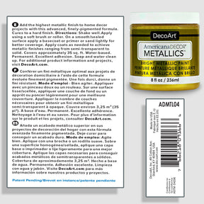 DecoArt Metallics 3 Color Set featuring vibrant metallic paint bottles with colorful caps and labels.