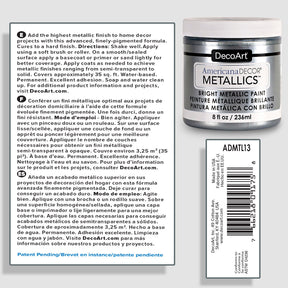 DecoArt Metallics 3-Color Set featuring vibrant metallic paints in tubes with colorful caps and branding.