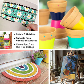 DecoArt Pastel Patio Paint Outdoor Paint Set with 24 vibrant pastel colors for outdoor decorating and craft projects.