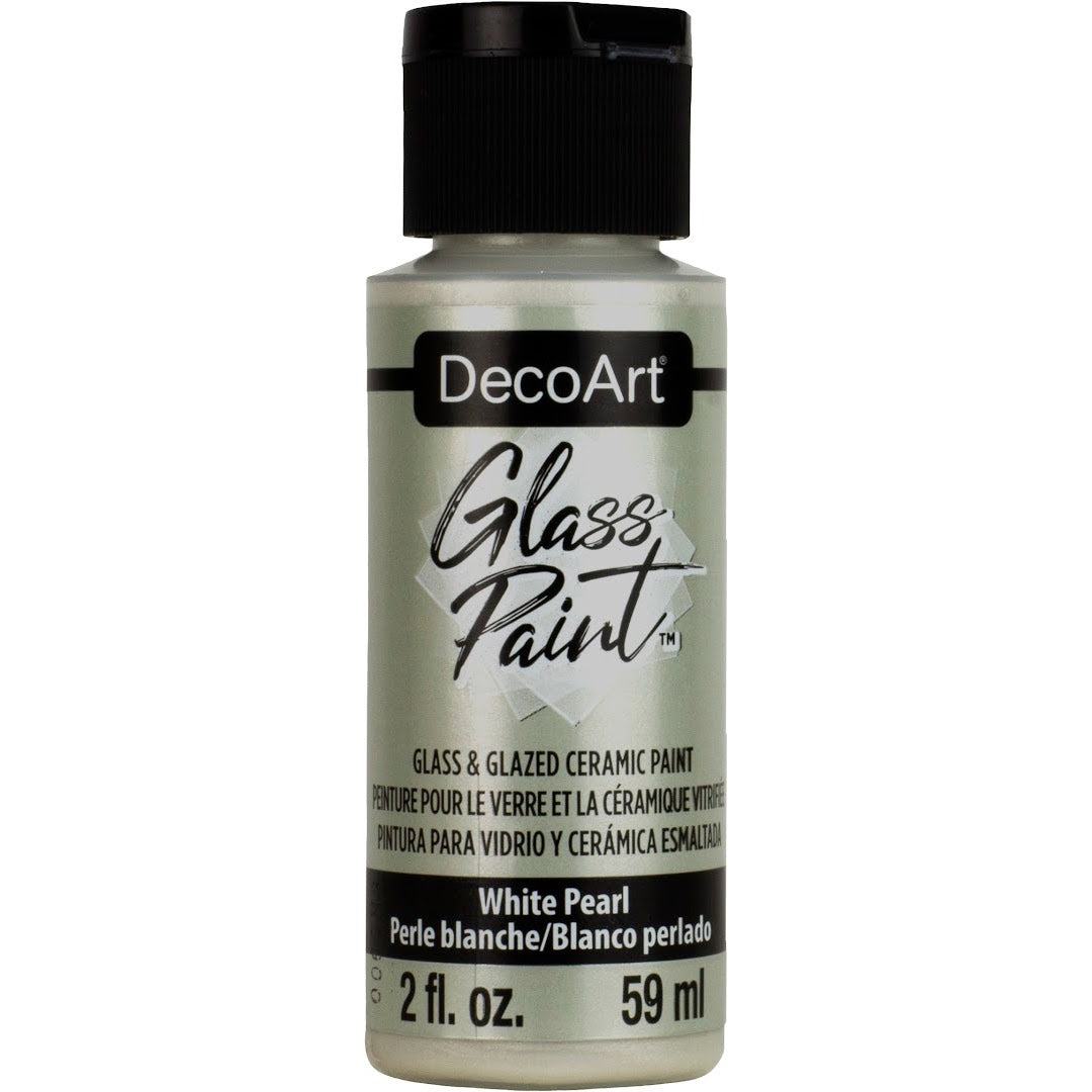 DecoArt Glass Paint Metallics in gold, 2 oz bottle, vibrant metallic finish for glass surfaces and craft projects