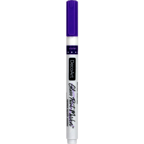 DecoArt silver opaque glass paint markers with fine tips, ideal for decorating glass surfaces and creating detailed designs.