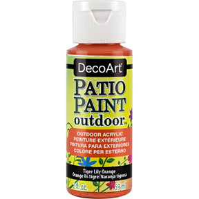 DecoArt Vintage Rose outdoor acrylic patio paint in 2 oz. bottle, suitable for outdoor furniture and surfaces.