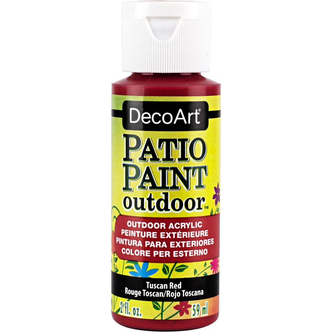 DecoArt Vintage Rose outdoor acrylic patio paint in a 2 oz bottle, ideal for outdoor furniture and decorative projects