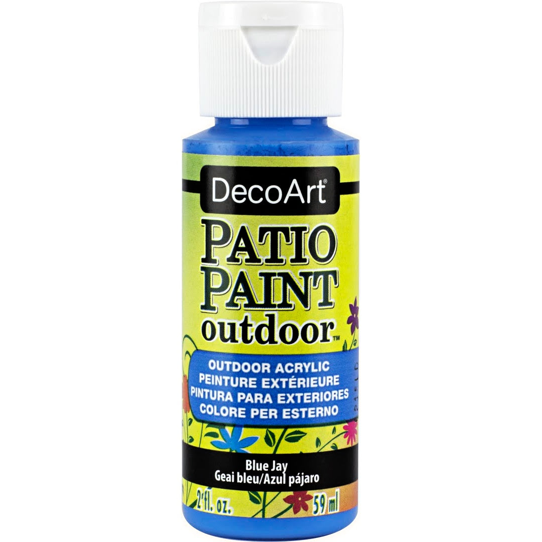 DecoArt Vintage Rose outdoor acrylic patio paint in 2 oz jar, suitable for outdoor furniture and surfaces.