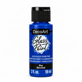 DecoArt blue glass paint in a 2 oz bottle with white cap