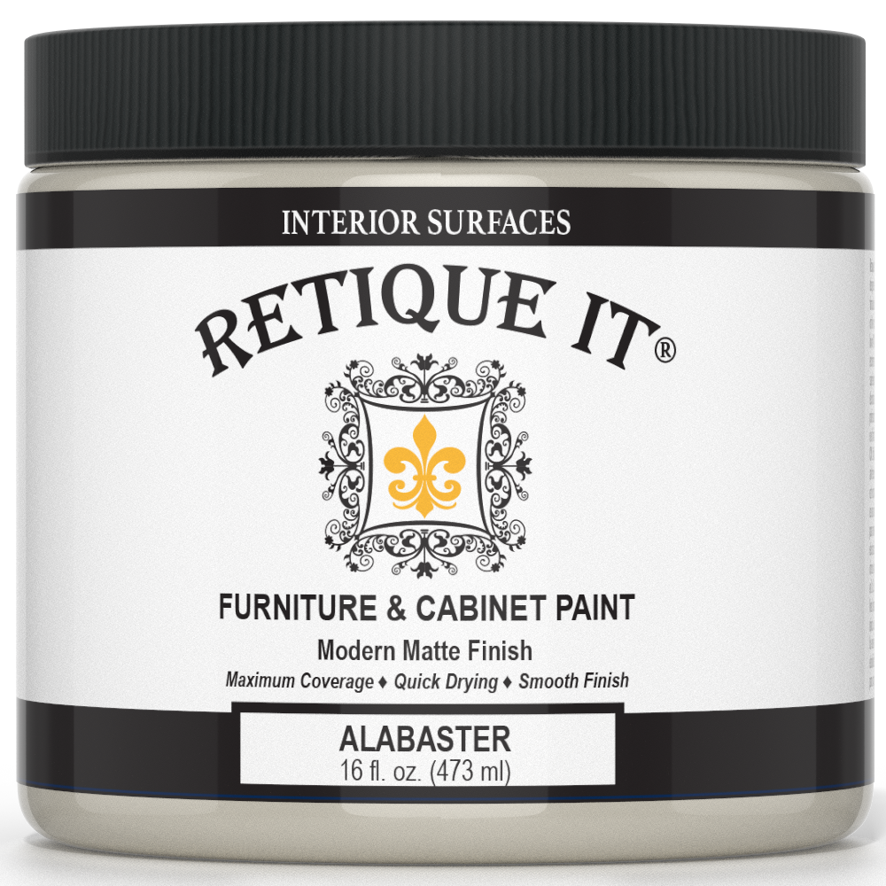 Jar of Retique It furniture and cabinet paint in Alabaster color