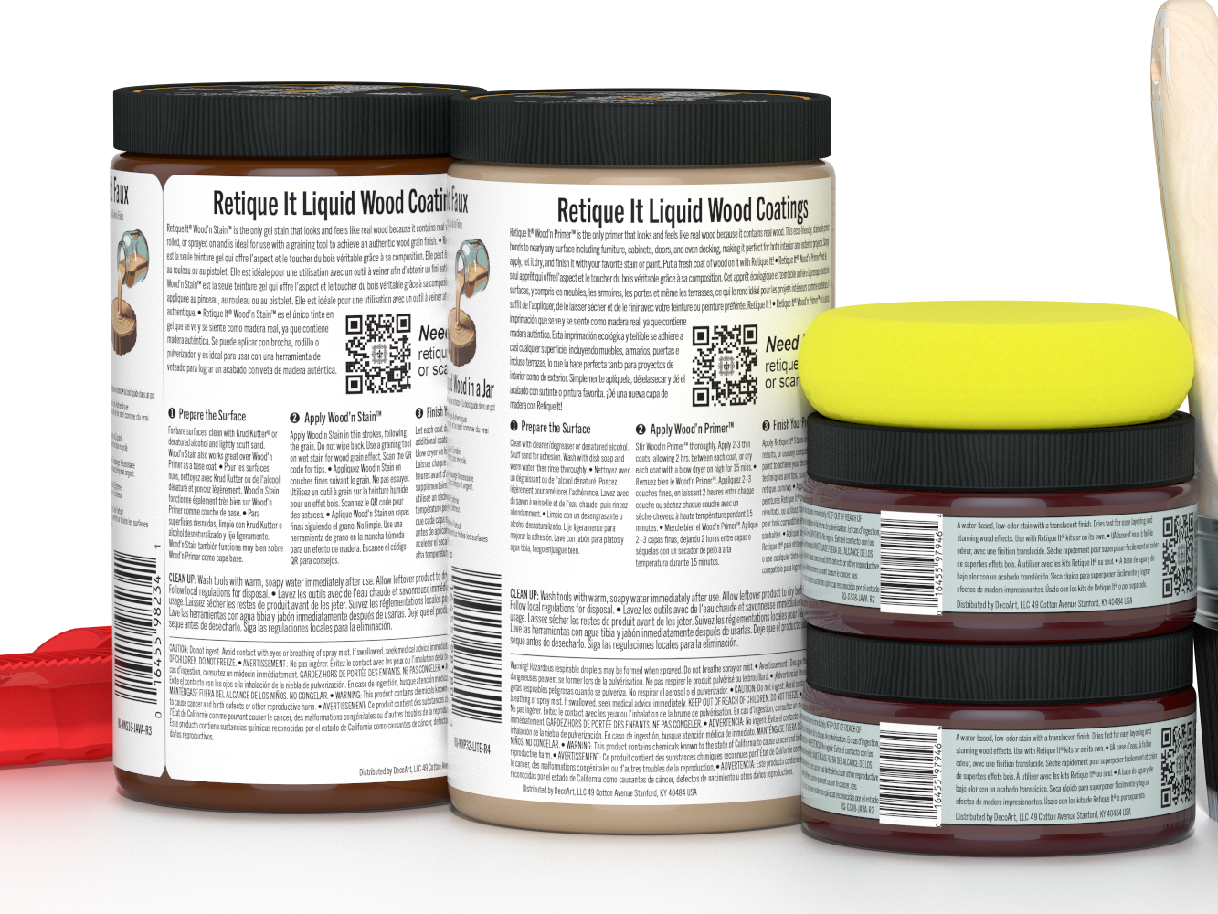 Large Java Wood'n Finish Kit by Retique It® for multi-purpose wood finishing, including brushes and finishing tools.