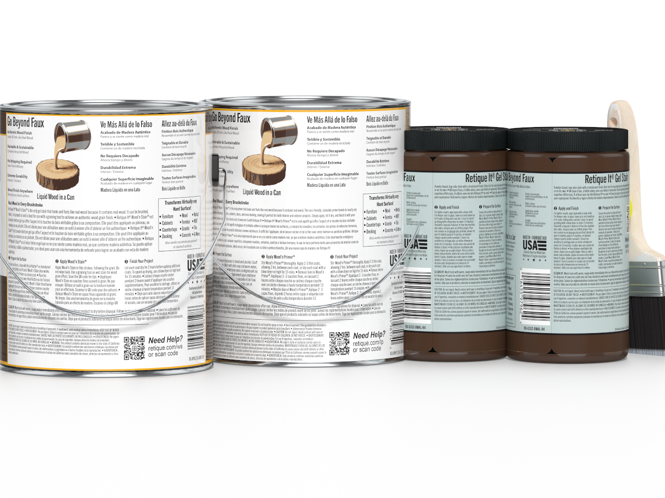 Retique It® Wood'n Finish Kit in black walnut with four large containers, designed for multi-purpose wood finishing projects.