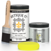 Retique It furniture paint set with a brush and sample on a white background