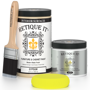 Retique It furniture paint and brush set on a white background