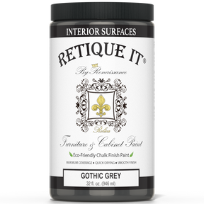Retique It by Renaissance Furniture & Cabinet Paint in Gothic Grey, 32 oz jar, eco-friendly chalk finish paint for interior surfaces.