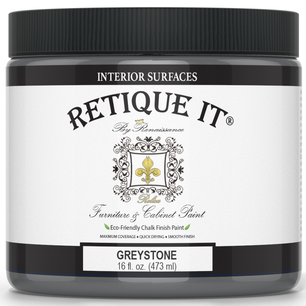 Jar of Retique It furniture paint with black lid and white label