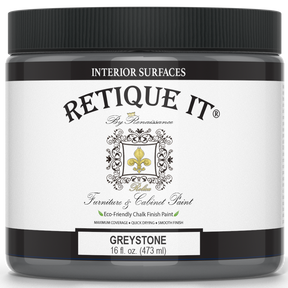 Jar of Retique It furniture paint with black lid and white label