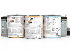 Retique It® Wood'n Finish Kit with four large driftwood-colored top coat bottles, designed for interior wood finishing projects.