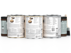 Retique It® Wood'n Finish Kit in black walnut with four large containers, featuring exterior top coat for wood protection.