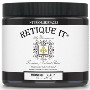Jar of Retique It furniture paint in Midnight Black color