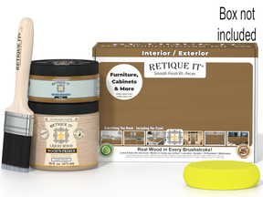 Retique It® Multi-purpose Smooth Finish Kit (Med) in Pecan for wood finishing, featuring a smooth, even application.