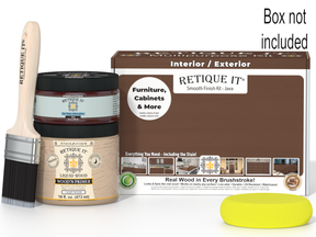 Retique It furniture and cabinets stain kit with a brush and container on a white background