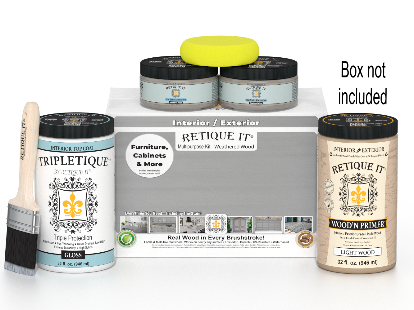 Large Weathered Wood Multi-purpose Smooth Finish Kit by Retique It® for interior wood top coating and finishing.
