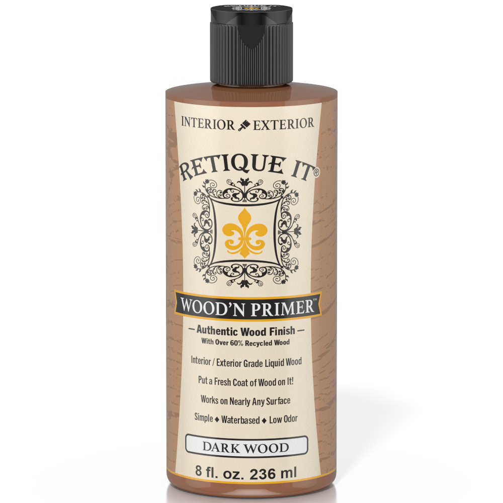 Bottle of Retique It Wood'n Primer on a white background