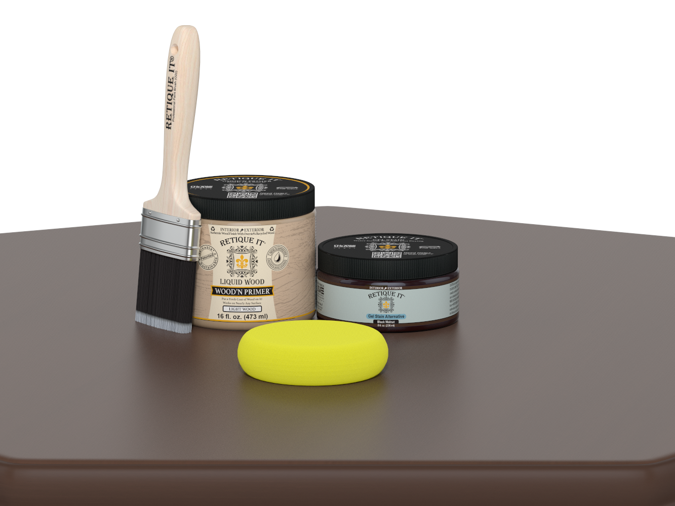 Retique It® Multi-purpose Smooth Finish Kit in Black Walnut for wood finishing, includes tools and materials for a smooth, professional look.