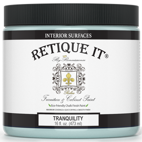Retique It by Renaissance Furniture & Cabinet Paint in Tranquility, 16 oz jar, eco-friendly chalk finish paint for interior surfaces.