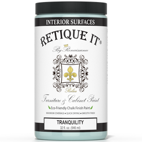Retique It by Renaissance Furniture & Cabinet Paint in Tranquility, 32 oz jar, eco-friendly chalk finish paint for interior surfaces.