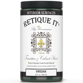 Retique It by Renaissance Furniture & Cabinet Paint in Viridian, 32 oz jar, eco-friendly chalk finish paint for interior surfaces.