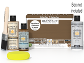 Retique It wood finish kit with bottles, brush, and packaging on a white background