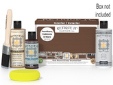 Retique It wood finish kit with bottles, brush, and box on a white background